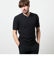 リンクスジャカード　Vネック半袖プルオーバー