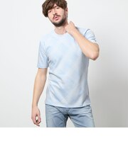 バイアスブリスターチェックジャカード クルーネック半袖プルオーバー