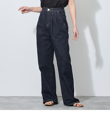 【WALDO】センタープレス入り2タックデニムワイドパンツ