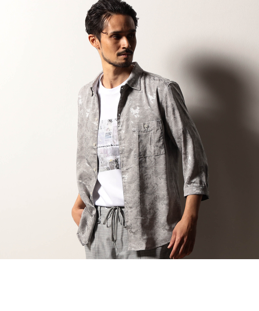 【RIELABO】ブライトジャカード　7分袖レギュラーカラーシャツ