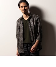 【RIELABO】ブライトジャカード　7分袖レギュラーカラーシャツ