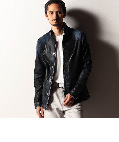 【RIELABO】ハイストレッチデニムスタンドシャツブルゾン