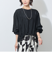 【WALDO】裾ドロスト入りノーカラーブラウス