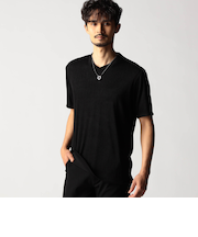 タックボーダー Vネック半袖カットソー