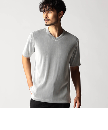 タックボーダー Vネック半袖カットソー