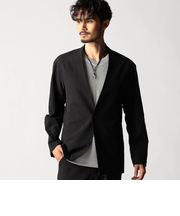 サッカーチェック　ノーカラージャケット