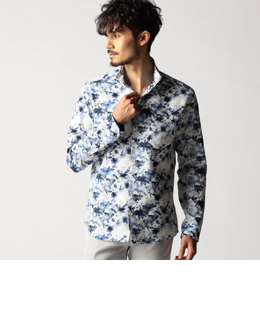 アラカルトプリント スタンドカラーシャツ