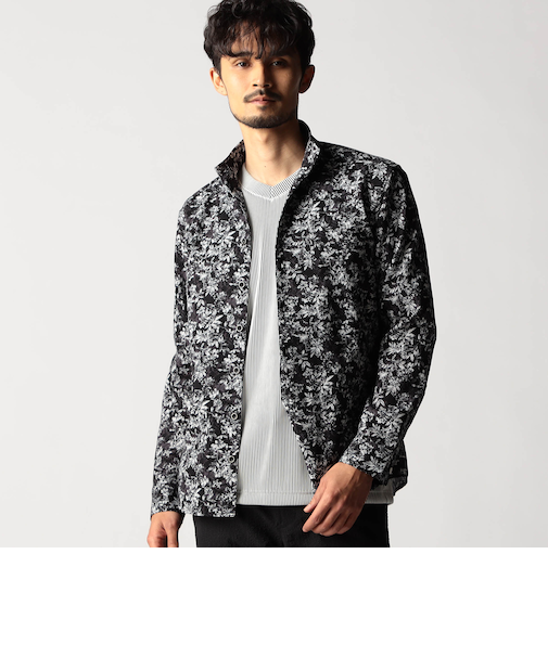 アラカルトプリント スタンドカラーシャツ