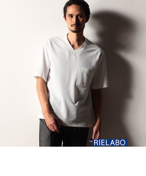 RIELABO】サッカートリコット Vネック半袖カットソー（日本製