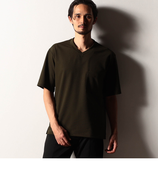 【RIELABO】サッカートリコット Vネック半袖カットソー(日本製)