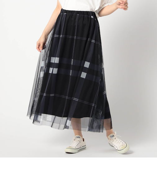 チュールチェックスカート