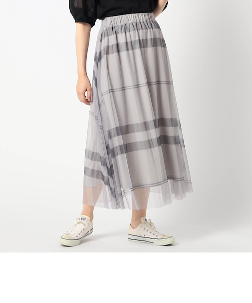 チュールチェックスカート