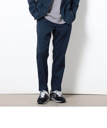 リネンライクポリエステルテーパードパンツ