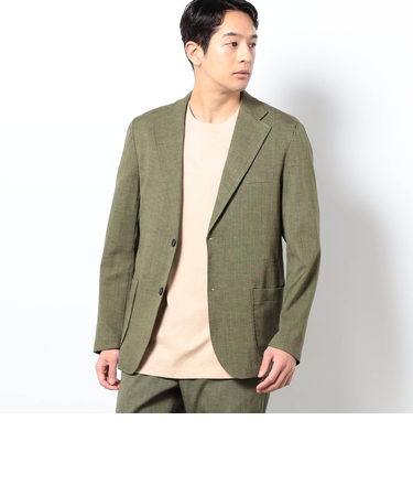 リネンライクポリエステルテーラードジャケット