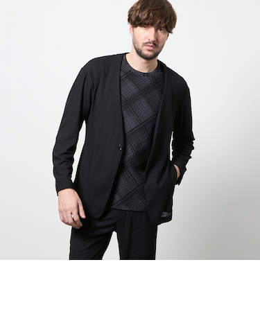 ヘリンボンジャカード　ノーカラージャケット