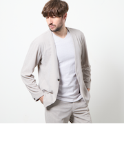 ヘリンボンジャカード　ノーカラージャケット