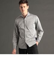 ヘリンボンストレッチ カッタウェイカラーシャツ