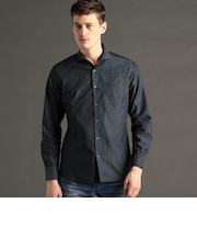 ヘリンボンストレッチ カッタウェイカラーシャツ