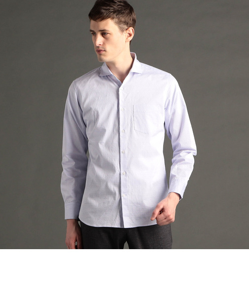 ヘリンボンストレッチ カッタウェイカラーシャツ