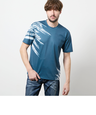 バイヤスハケメロゴプリント　クルーネック半袖Ｔシャツ