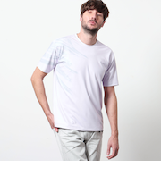 バイヤスハケメロゴプリント　クルーネック半袖Ｔシャツ