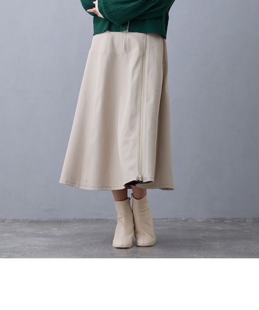 スリットプリーツフレアスカート