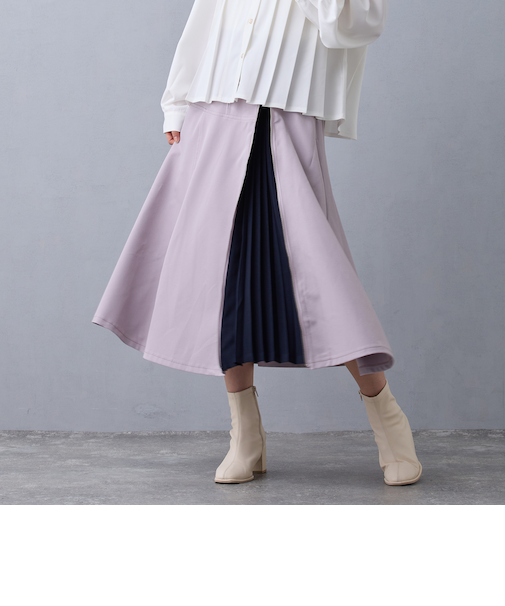 スリットプリーツフレアスカート