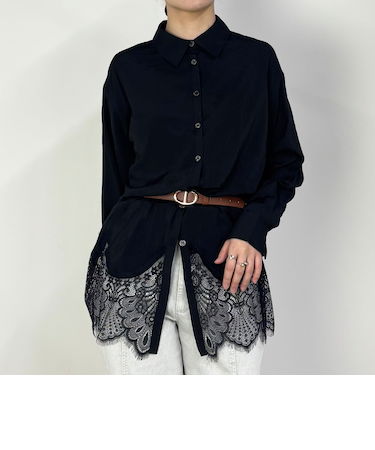 【ZELDA】裾レースシャツワンピース