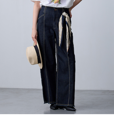 【ZELDA】ストレッチデニムワイドパンツ