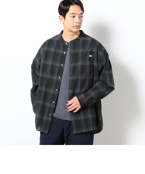 BROOKLYN OVERALL テクスチャーチェック バンドカラーシャツ｜ニコルの