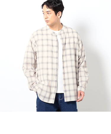 BROOKLYN OVERALL テクスチャーチェック バンドカラーシャツ