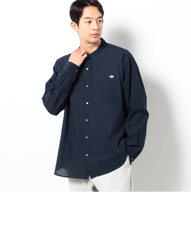 BROOKLYN OVERALL テクスチャーチェック バンドカラーシャツ