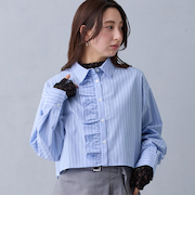 ストライプフリルシャツ