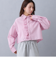 ストライプフリルシャツ