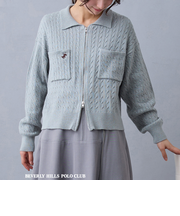 【BEVERLY HILLS POLO CLUB】衿付きボックスカーディガン