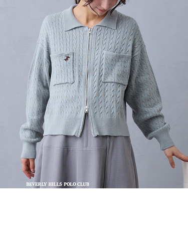 【BEVERLY HILLS POLO CLUB】衿付きボックスカーディガン