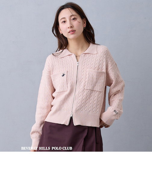 【BEVERLY HILLS POLO CLUB】衿付きボックスカーディガン