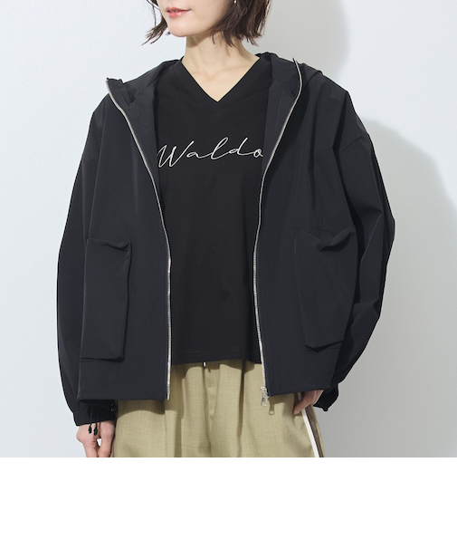 【WALDO】フード付きジップアップ一重ブルゾン