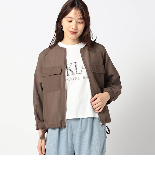 メッシュ ノｰカラーブルゾン