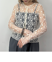 【ZELDA】シアーフラワーレースブラウス