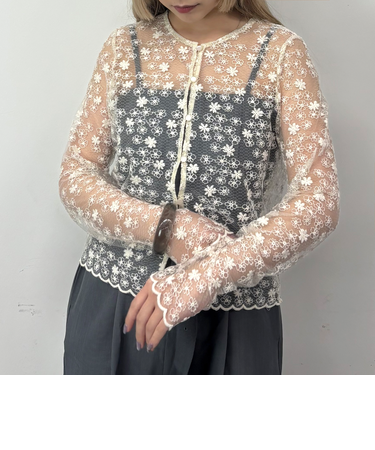 【ZELDA】シアーフラワーレースブラウス