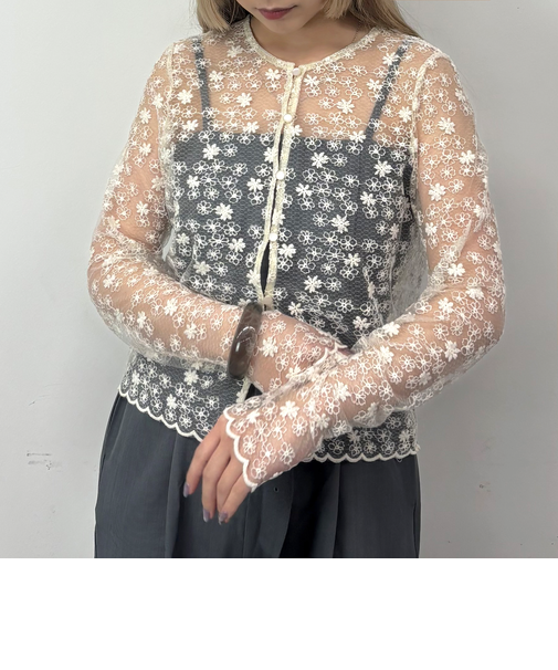 【ZELDA】シアーフラワーレースブラウス