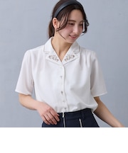 開襟刺繍ブラウス