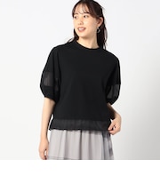 オーガンジー切り替えパフスリーブ