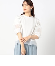 オーガンジー切り替えパフスリーブ