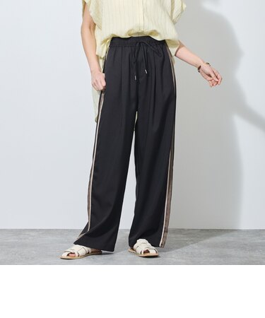 【WALDO】ウエストゴム脇配色切替えワイドパンツ
