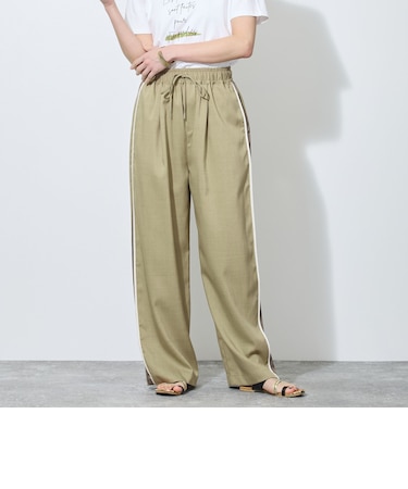 【WALDO】ウエストゴム脇配色切替えワイドパンツ