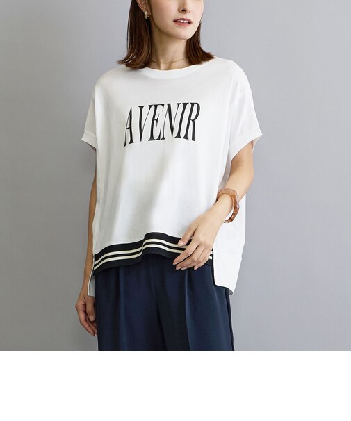 リブ付きプリントTシャツ