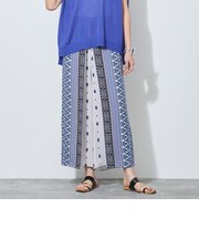 【WALDO】パネル柄幾何学プリント巻きスカート風パンツ