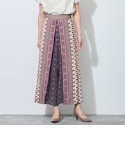 【WALDO】パネル柄幾何学プリント巻きスカート風パンツ